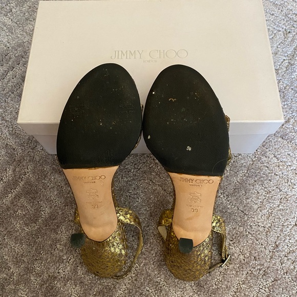 Jimmy Choo Gold Snakeskin Sandals sz 9 EUC! - Picture 4 of 4